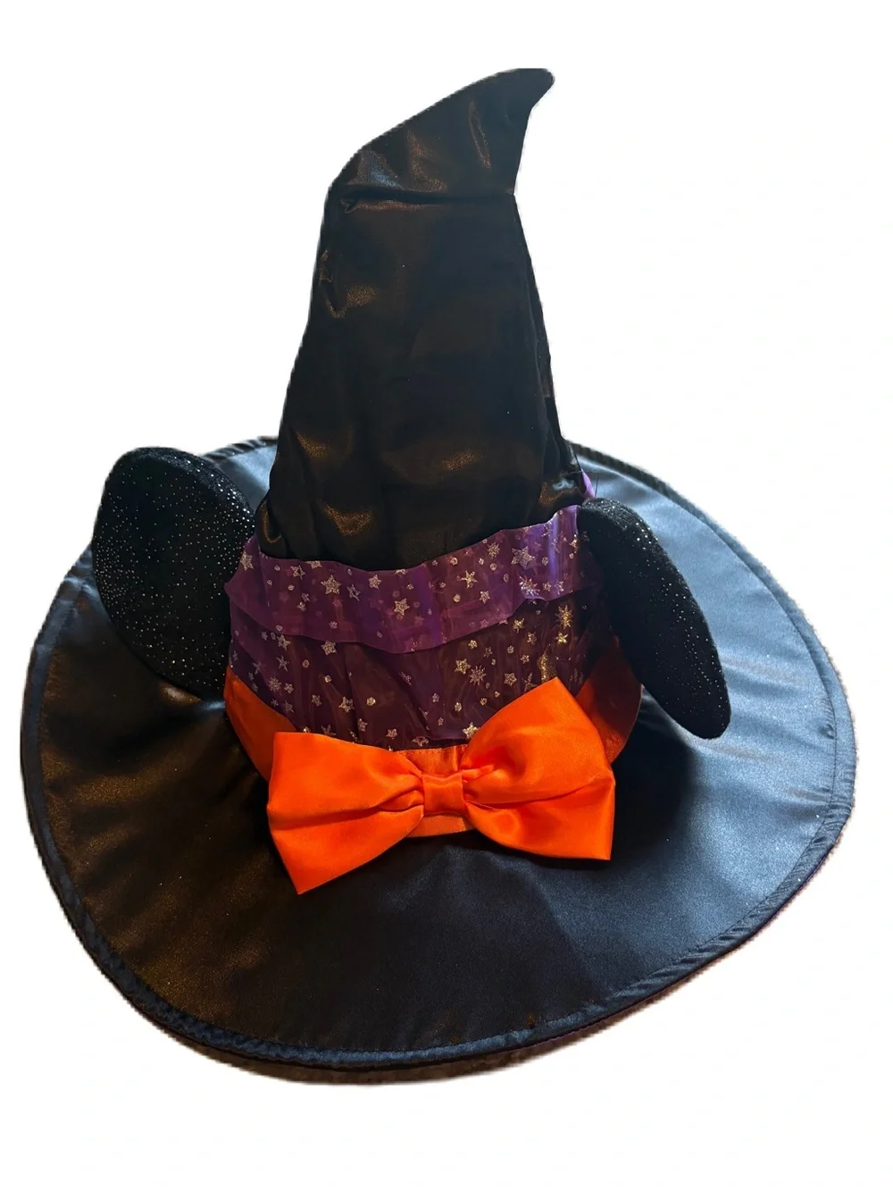 Disney Witch Hat Purple Star Band Orange Bow Minnie Mouse Halloween